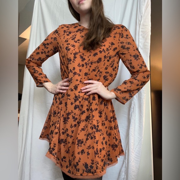 Orange Fall Kimchi Blue Long Sleeve Dress - Picture 1 of 3